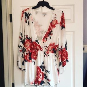 Long sleeve floral romper
